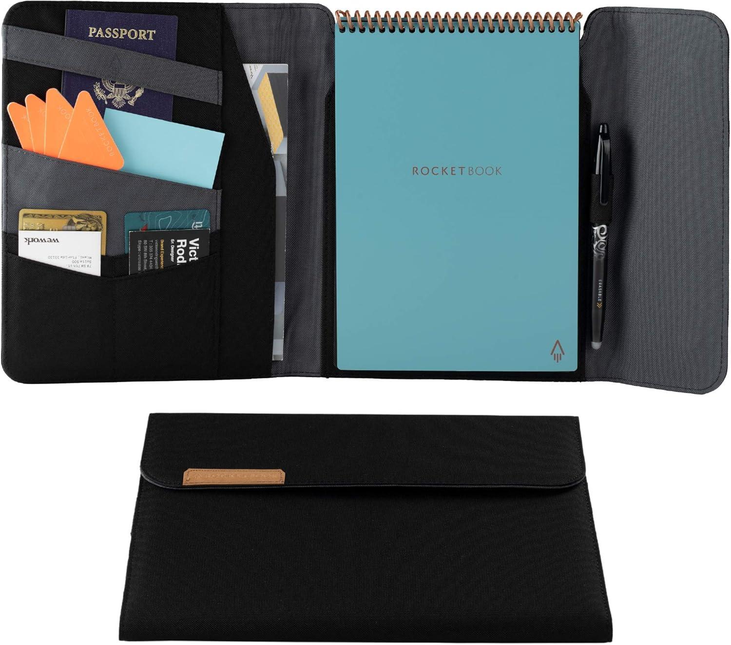 imageRocketbook Flip Capsule Folio Cover  100 Recyclable Cover with Pen Holder Magnetic Clasp ampamp Inner Storage  Black Letter Size 85quot x 11quot CAPFLPLCGNBlack
