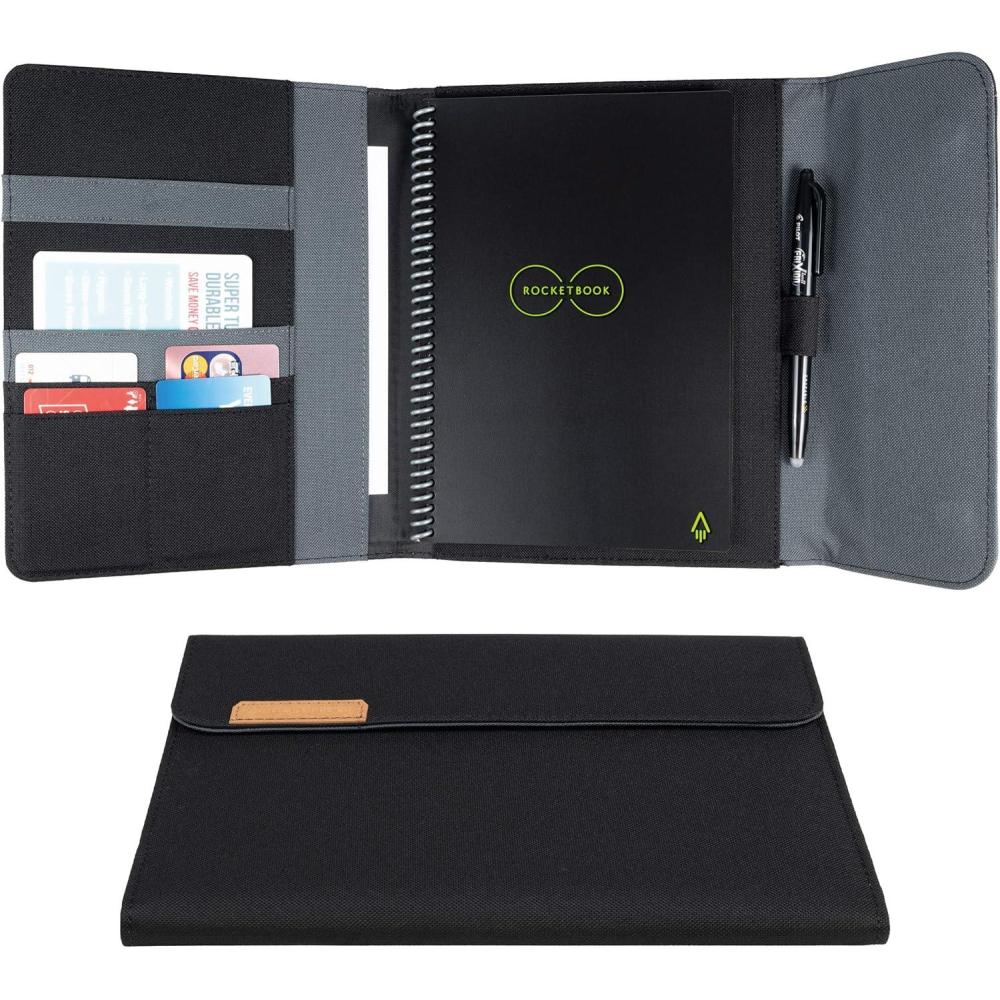 imageRocketbook Capsule 20 Folio Cover for Core Panda and Fusion  100 Recyclable Cover with Pen Holder Magnetic Clasp ampamp Inner Storage  Gray Executive Size 6quot x 88quotBlack