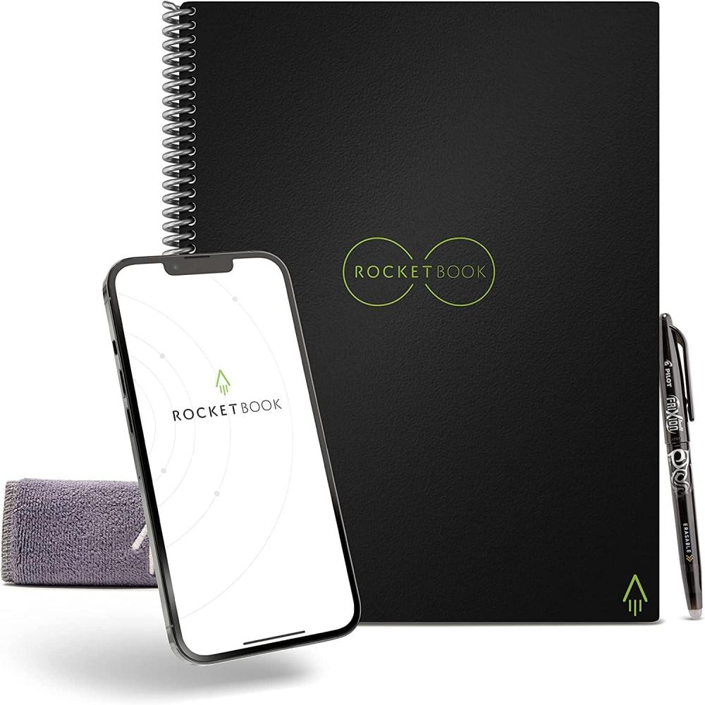 imageRocketbook Core Reusable Spiral Notebook Executive Size 6x88 Black  Dotted Pages AppConnected Erasable Durable Cover Ideal for School Work and Creative ProjectsBlack