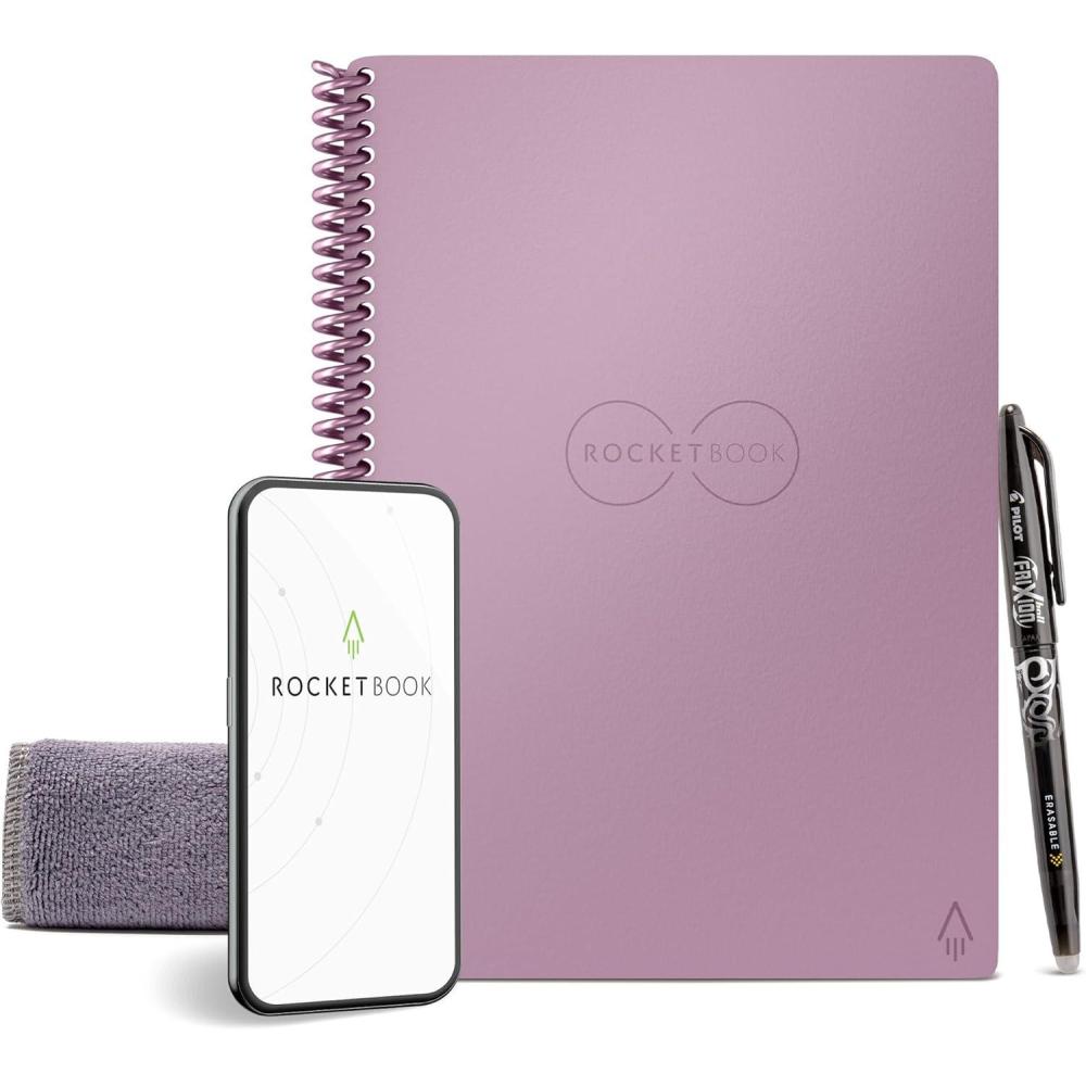 imageRocketbook Core Reusable Spiral Notebook Executive Size 6x88 Black  Dotted Pages AppConnected Erasable Durable Cover Ideal for School Work and Creative ProjectsPink