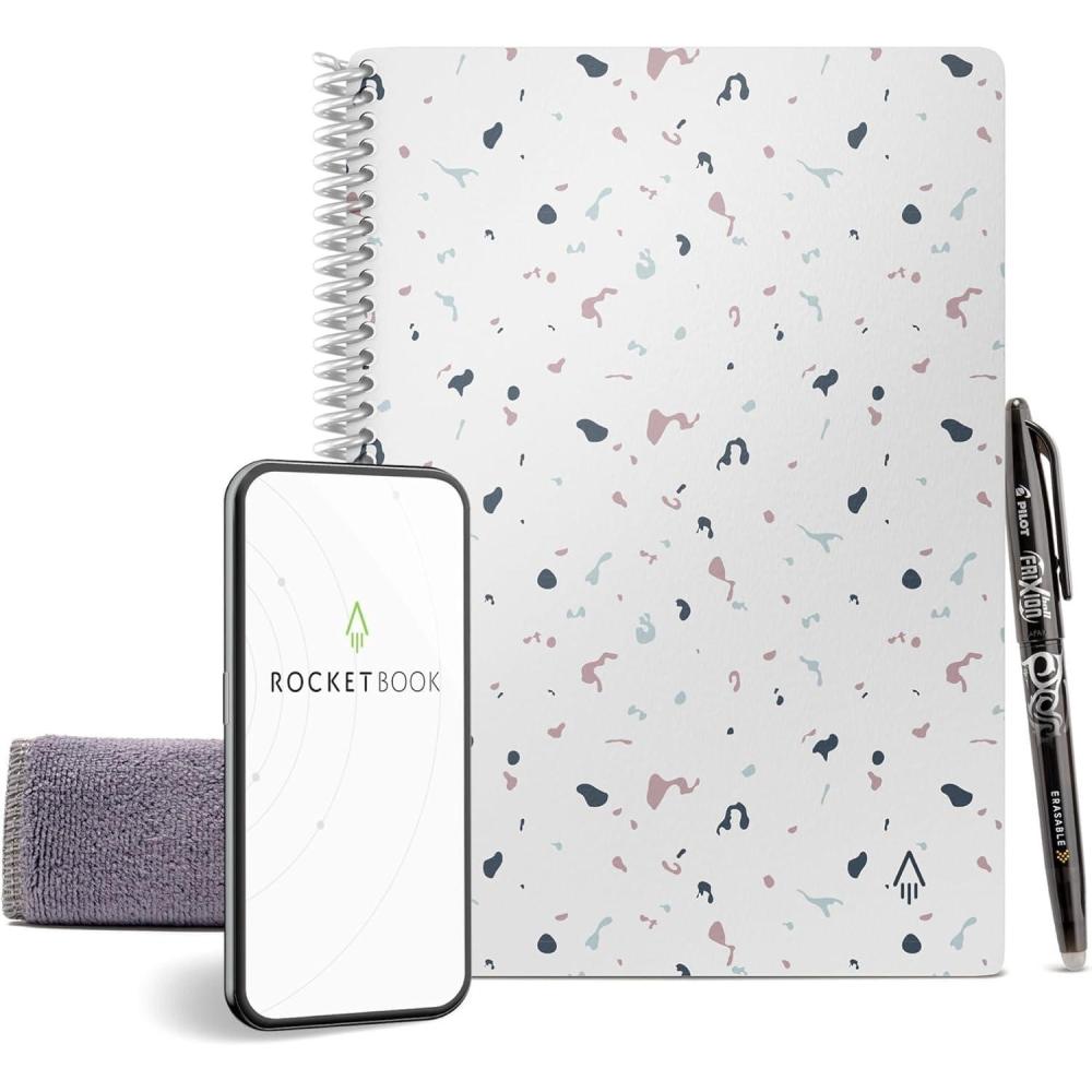 imageRocketbook Core Reusable Spiral Notebook Executive Size 6x88 Black  Dotted Pages AppConnected Erasable Durable Cover Ideal for School Work and Creative ProjectsDay Dream