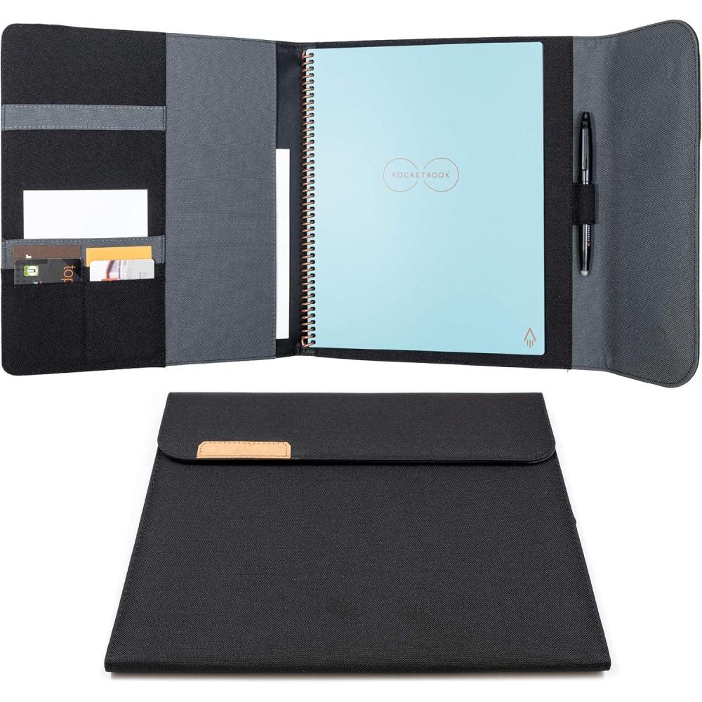 imageRocketbook Capsule 20 Folio Cover for Core Panda and Fusion  100 Recyclable with Pen Holder Magnetic Clasp ampamp Inner Storage  Letter Size  85quot x 11quotBlack