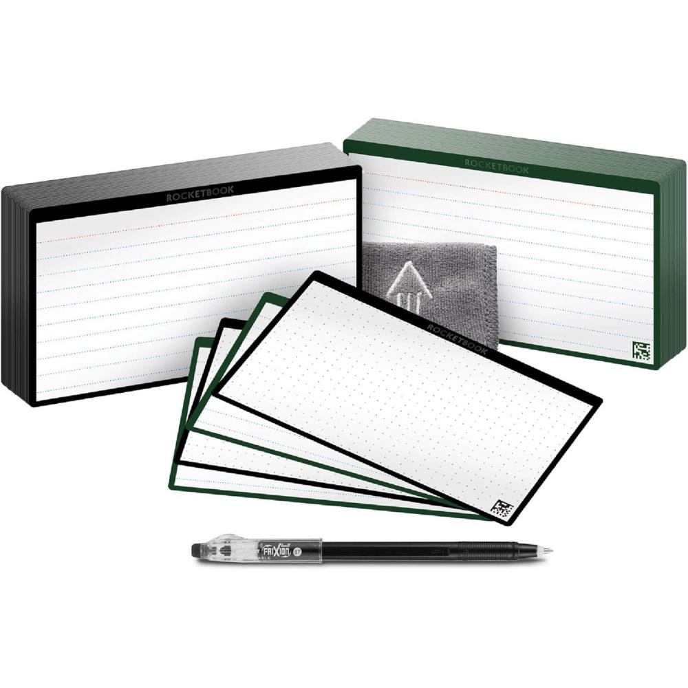imageRocketbook Cloud Cards  EcoFriendly Reusable Index Note Cards With 1 Pilot FriXion ColorStick Pen ampamp 1 Microfiber Cloth Included  Single Set of 80 3quot x 5quot80 pk