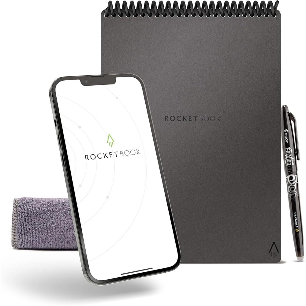 imageRocketbook Flip Reusable Smart Notepad  EcoFriendly Digitally Connected Notebook for Ambidextrous Writers  Dotted ampamp Lined Combo 6 x 88 36 PG Teal with Pen Cloth and App IncludedGray