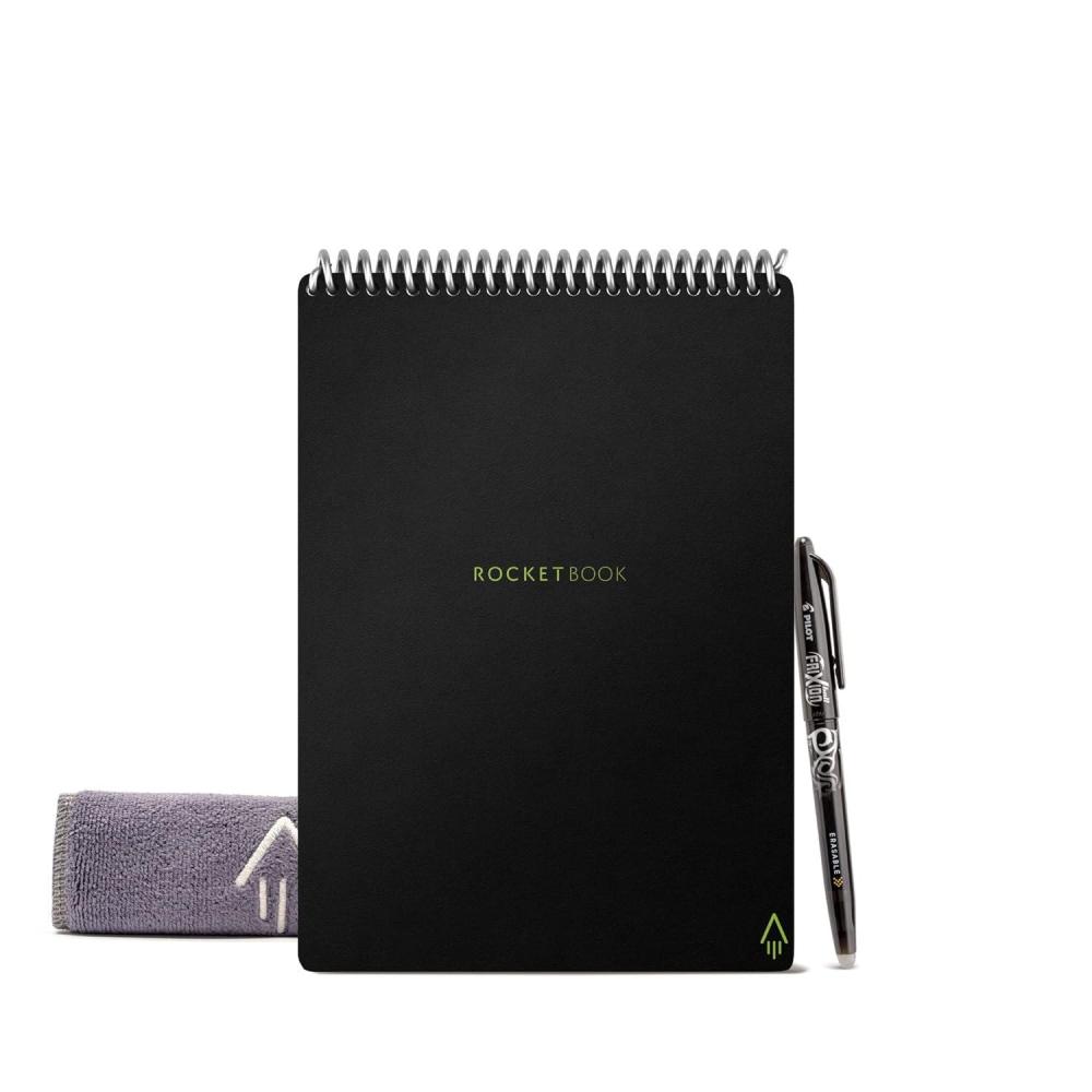 imageRocketbook Flip Smart Reusable Executive Size Notepad 6quot x 845quot 1 Subject DotGrid and Line Ruled 18 Sheets Black