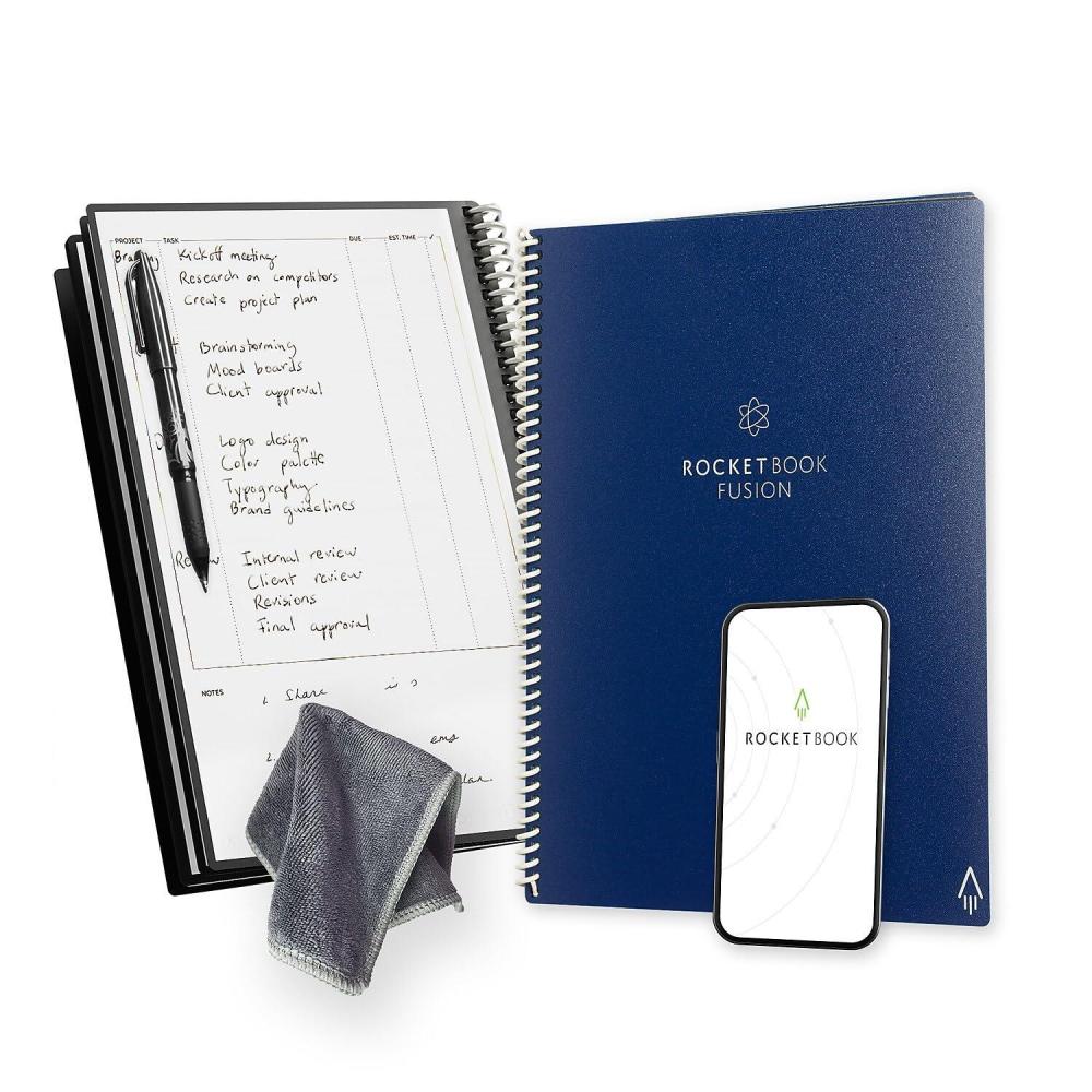 imageRocketbook Fusion Reusable Notebook Planner Combo 85inch x 11inch 7 Page Styles 42 Pages Blue EVRFLRCCDFFR