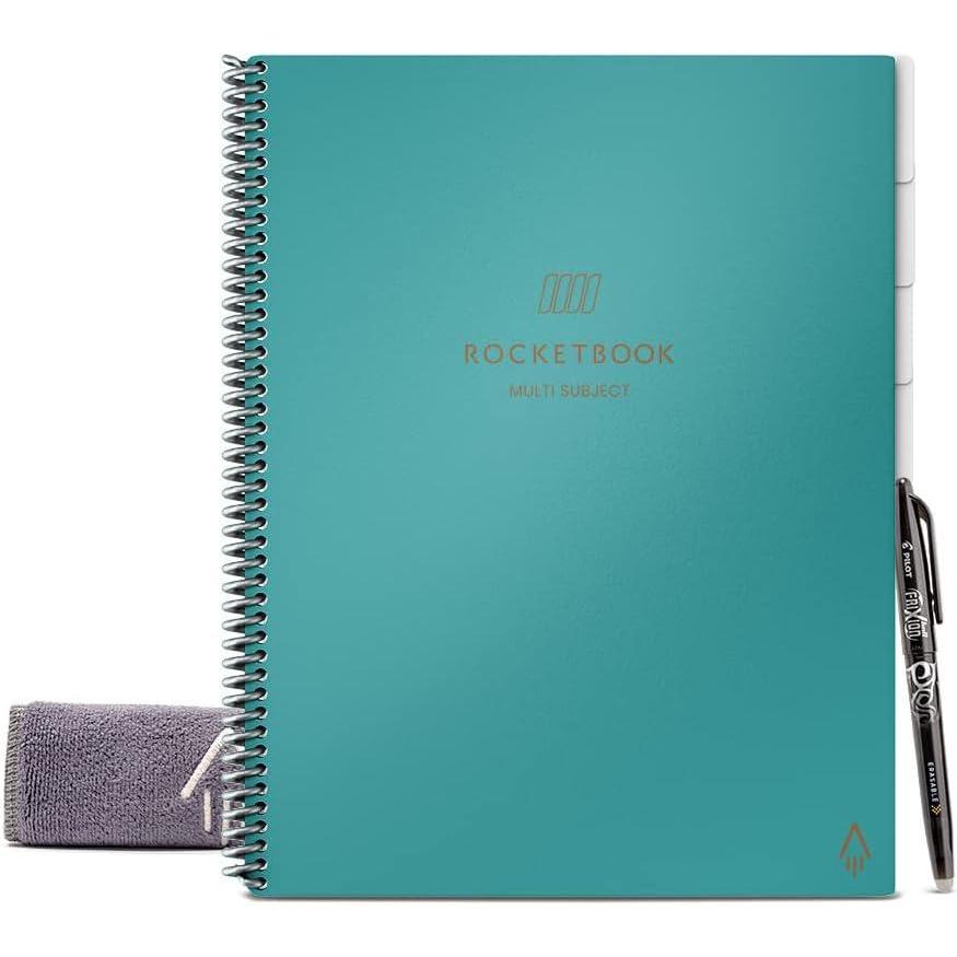 imageRocketbook MultiSubject Reusable Smart Notebook Letter Size 85x11 Maroon  Lined Pages Contains Dividers for School Subject Notes AppConnected Erasable Durable Cover Ideal for Class NotesTeal