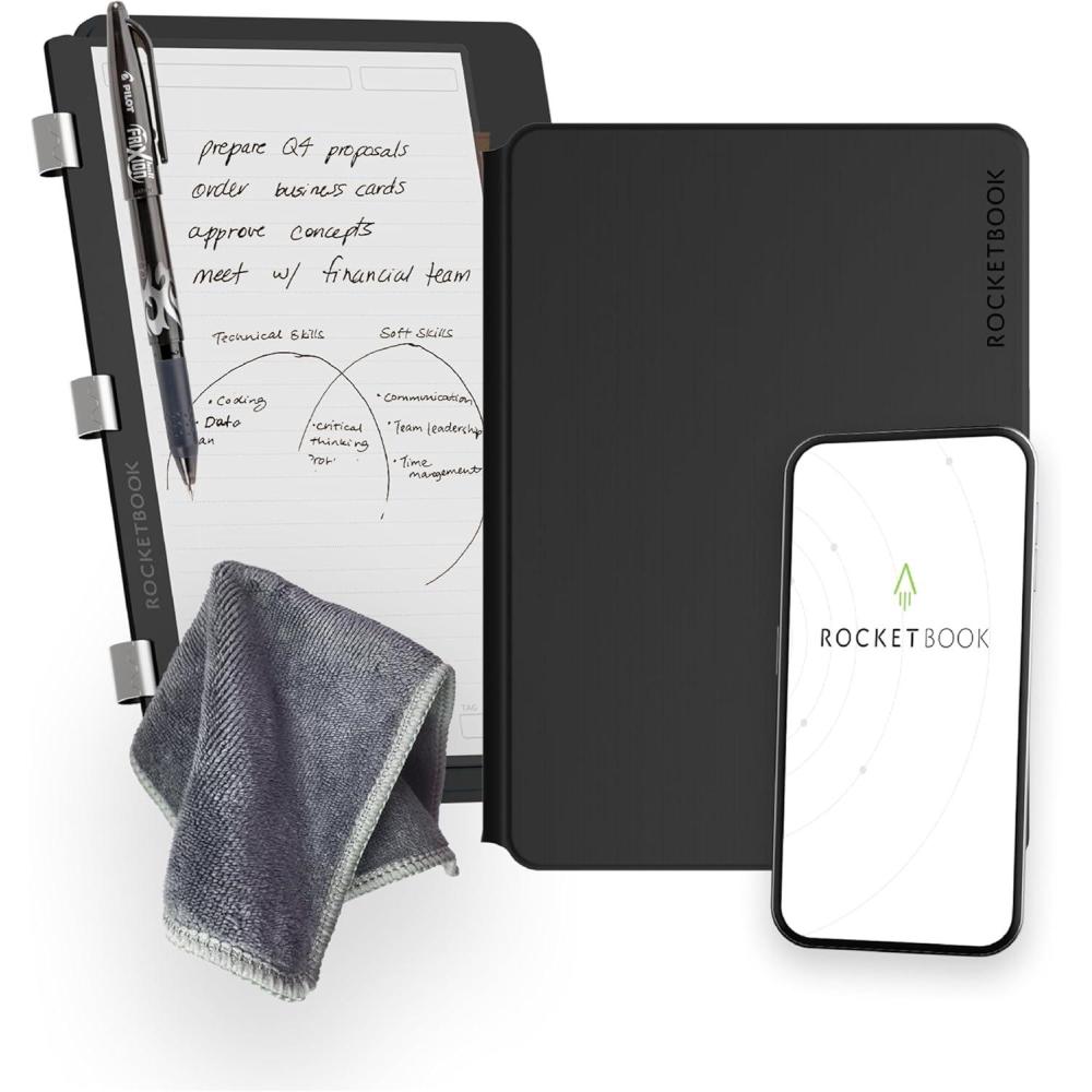 imageRocketbook Pro 20 Reusable Professional Smart Notebook Executive Size 7x9 Green  Lined ampamp Dot Grid Pages AppConnected Erasable Premium Cover Ideal for Work Notes and Business MeetingsBlack