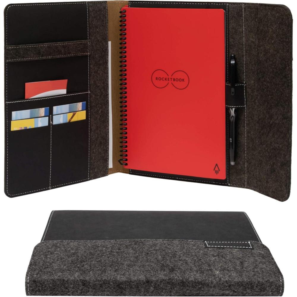imageRocketbook Smart Notebook Folio Cover  100 Recyclable Biodegradable Cover with Pen Holder Magnetic Clasp ampamp Inner Storage  Mars Sand Tan Letter Size 85quot x 11quotDark Matter Black