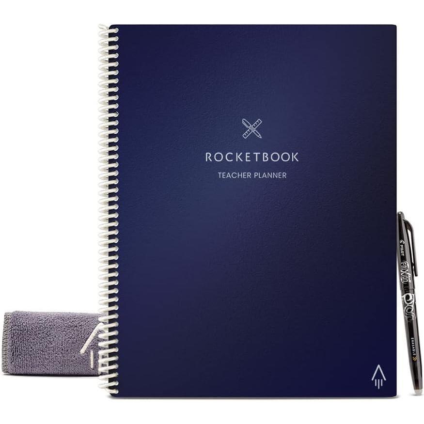 imageRocketbook Smart Reusable Notebook Teacher Planner with 8 Page Types Deep Space Gray 85quot x 11quotMidnight Blue