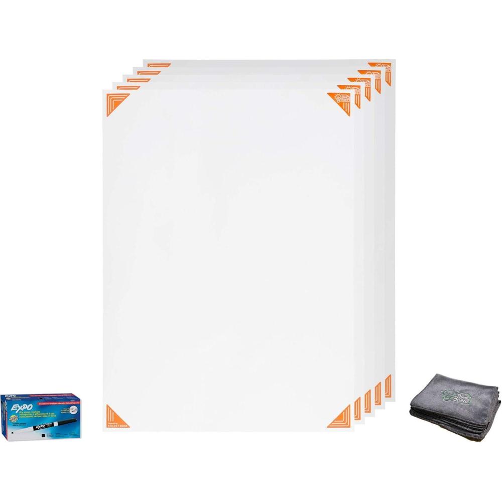 imageThink Board X Smart Whiteboard Film Medium 10quotx15quot  Powered by Rocketbook Beacon Technology  Scannable White BoardClass Pack Large 5Pack