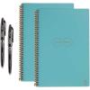 Rocketbook Holiday Bundle – 2 Smart Reusable Notebook Set with 1 Lined & 1 Dot Grid Notebook, 2 Pilot Frixion Pens & 2 Microfiber Cloths – Infinity Black Cover, Letter Size (8.5″ x 11″) (EVR-L-K-BND)(Neptune Teal)