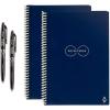 Rocketbook Holiday Bundle – 2 Smart Reusable Notebook Set with 1 Lined & 1 Dot Grid Notebook, 2 Pilot Frixion Pens & 2 Microfiber Cloths – Infinity Black Cover, Letter Size (8.5″ x 11″) (EVR-L-K-BND)(Midnight Blue)