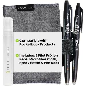 Rocketbook Accessory Kit – Complete Set with 2 FriXion Gel Pens, Spray Bottle, Microfiber Cloth & Pen Dock – Compatible with Rocketbook Notebooks & Planners for Effortless Organization Daily(Accessory Kit)