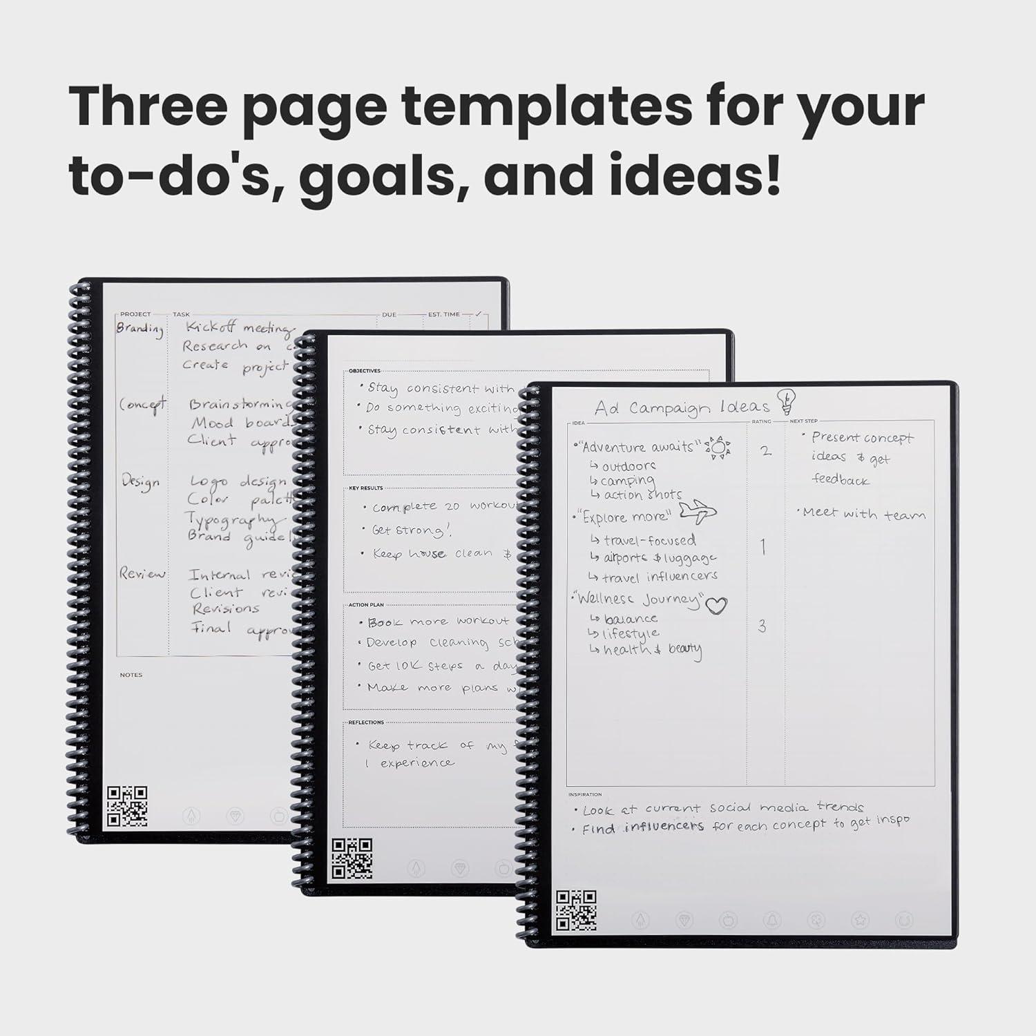 imageRocketbook Fusion Reusable Undated Productivity Planner Letter Size 85x11 Gray  Goals Monthly and Weekly Calendar Daily Todo List Lined and Dotted Notes Pages Pack of 32