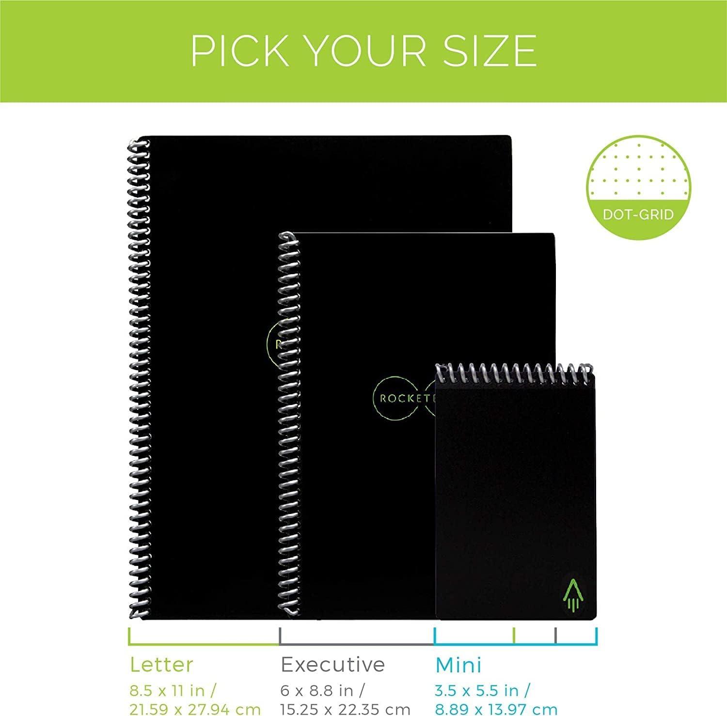 imageRocketbook Core Cahier de Note Effacable Rutilisable Bloc Note Numerique Notebook A5 Noir Carnet Spirale Page Blanche Pointill Stylo Effacables Pilot Frixion Inclus Gadget Insolite UtileRouge