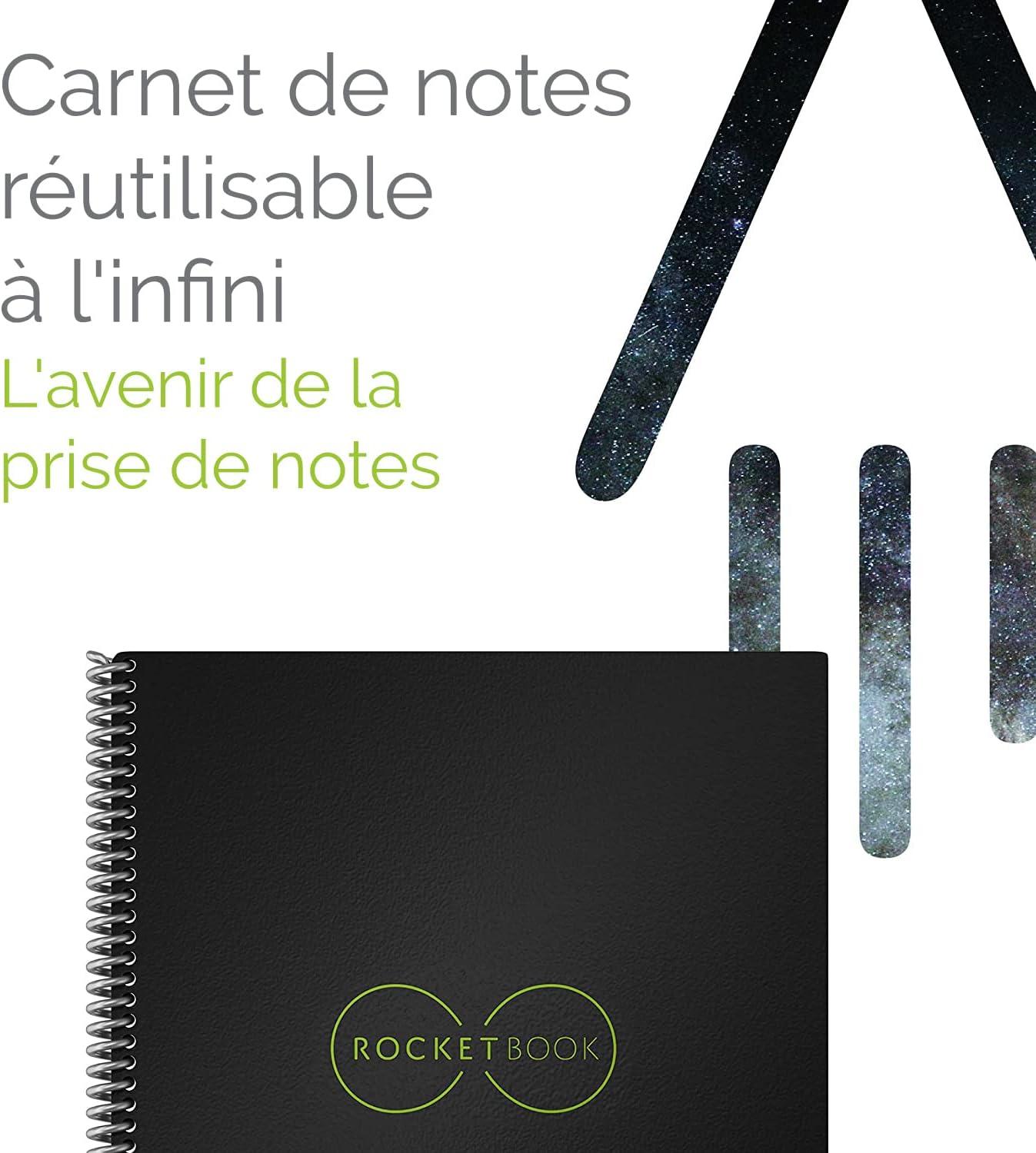 imageRocketbook Core Cahier de Note Effacable Rutilisable Bloc Note Numerique Notebook A5 Noir Carnet Spirale Page Blanche Pointill Stylo Effacables Pilot Frixion Inclus Gadget Insolite UtileVert
