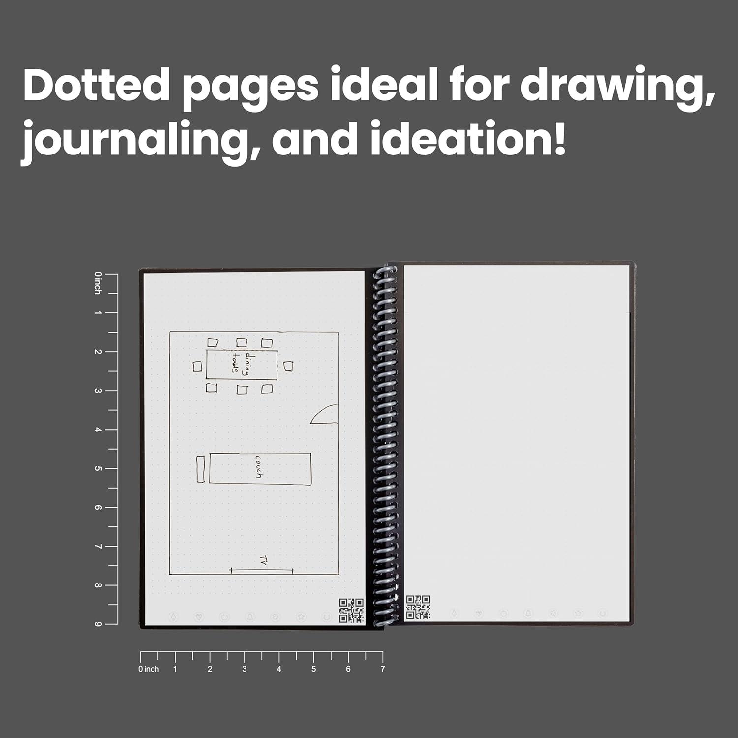 imageRocketbook Core Cahier de Note Effacable Rutilisable Bloc Note Numerique Notebook A5 Noir Carnet Spirale Page Blanche Pointill Stylo Effacables Pilot Frixion Inclus Gadget Insolite UtileBleu canard