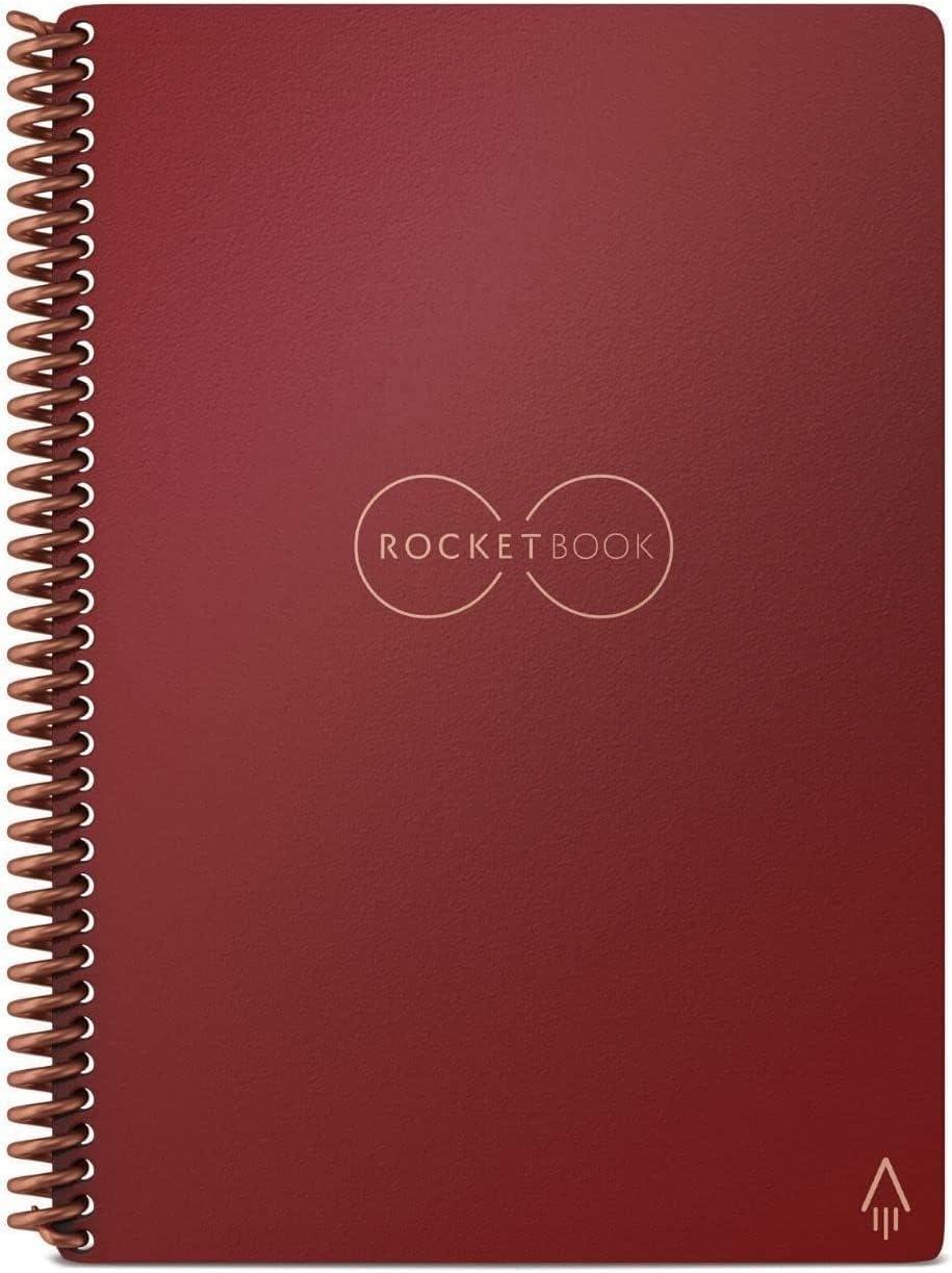 imageRocketbook Core Cahier de Note Effacable Rutilisable Bloc Note Numerique Notebook A5 Teal Carnet Spirale Page Blanche Pointill Stylo Effacables Pilot Frixion Inclus Gadget Insolite UtileRouge
