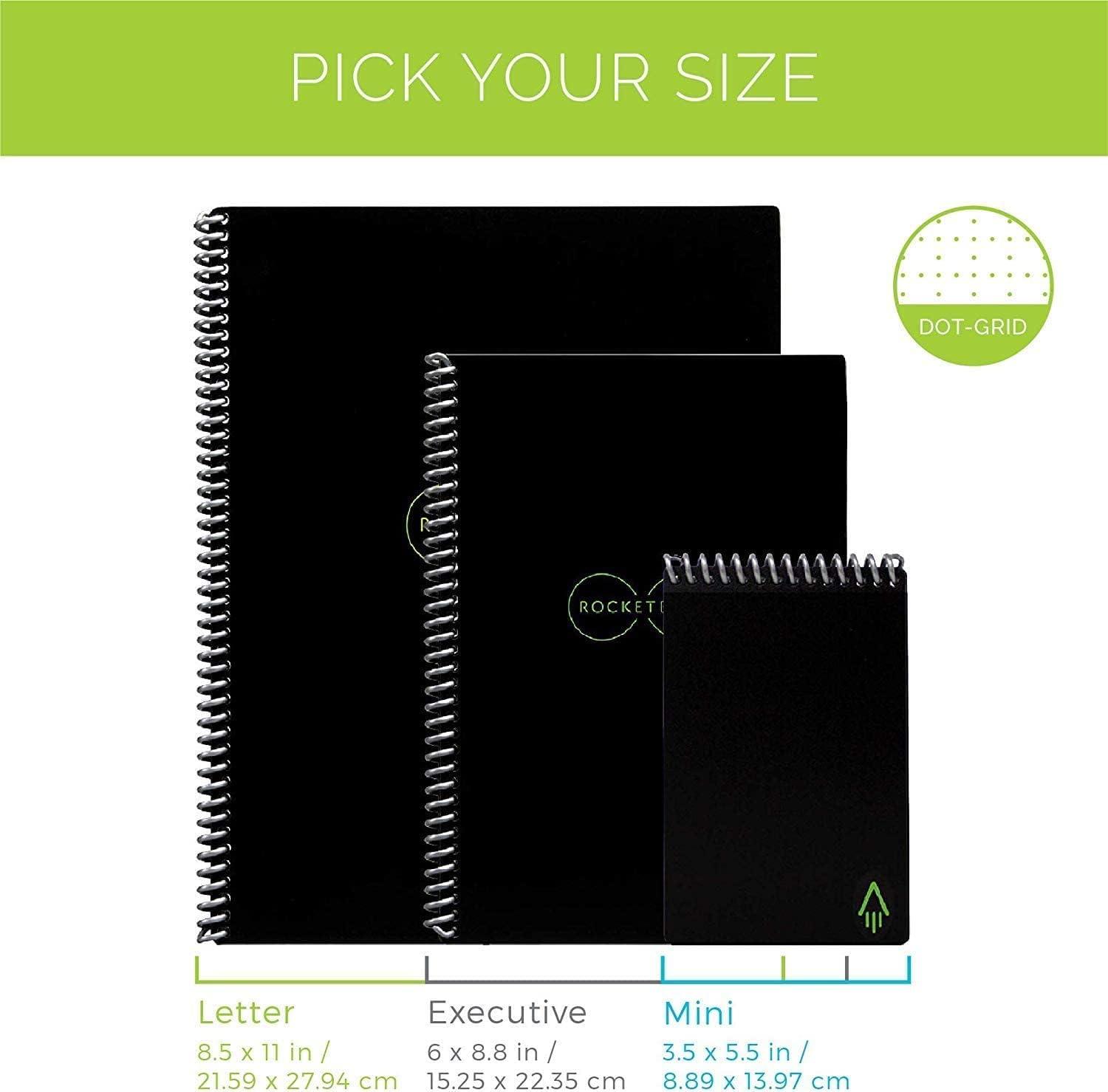 imageRocketbook Core Cahier de Note Effacable Rutilisable Bloc Note Numerique Notebook A5 Teal Carnet Spirale Page Blanche Pointill Stylo Effacables Pilot Frixion Inclus Gadget Insolite UtileBleu canard