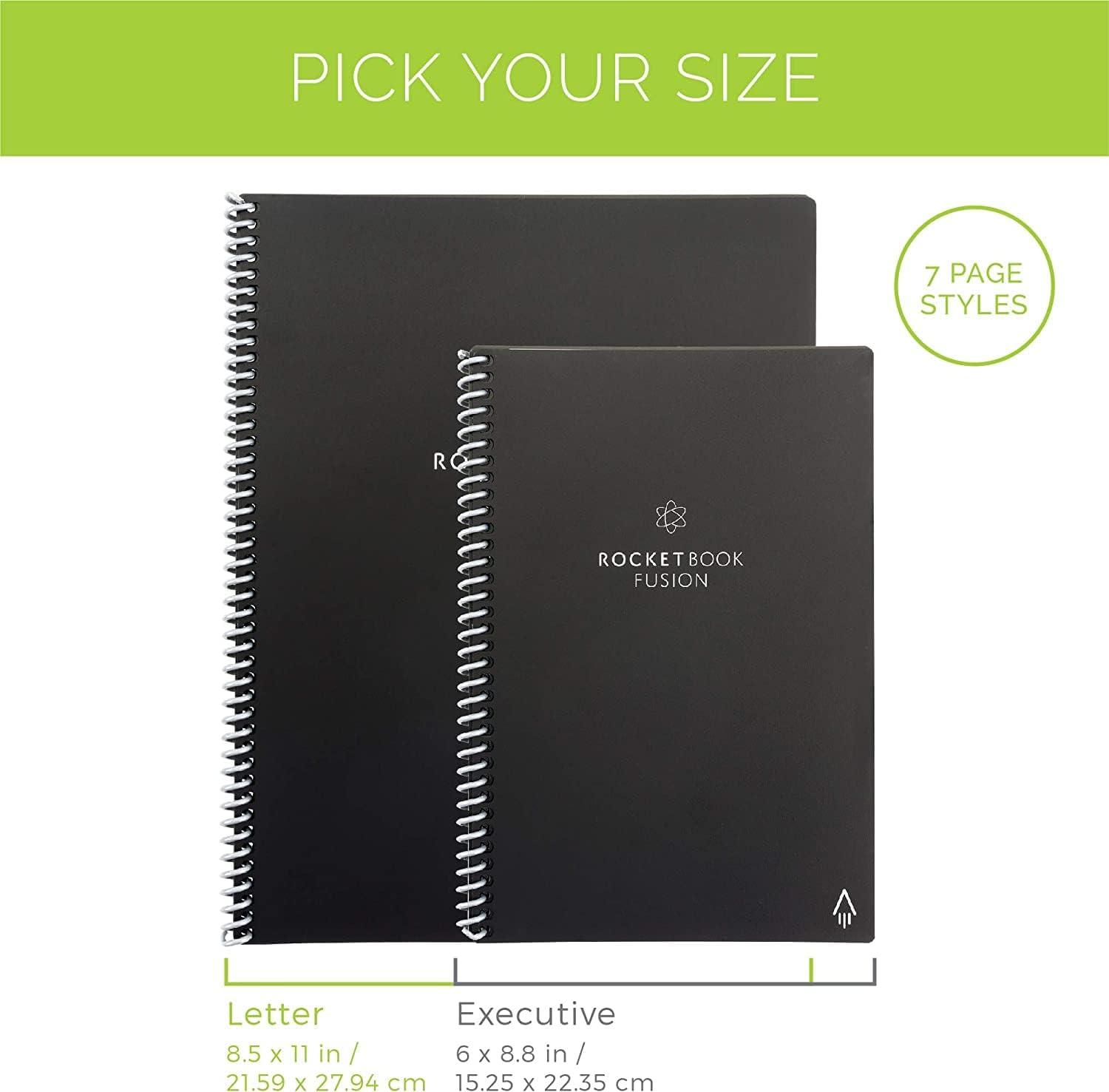 imageRocketbook Fusion Cahier de Notes Effacable To Do List Bloc Note Numerique Planificateur Notebook A5 Noir Listes de Tches Carnet Spirale 7 Styles Gadget Stylo Effacables Pilot Frixion InclusBleu canard