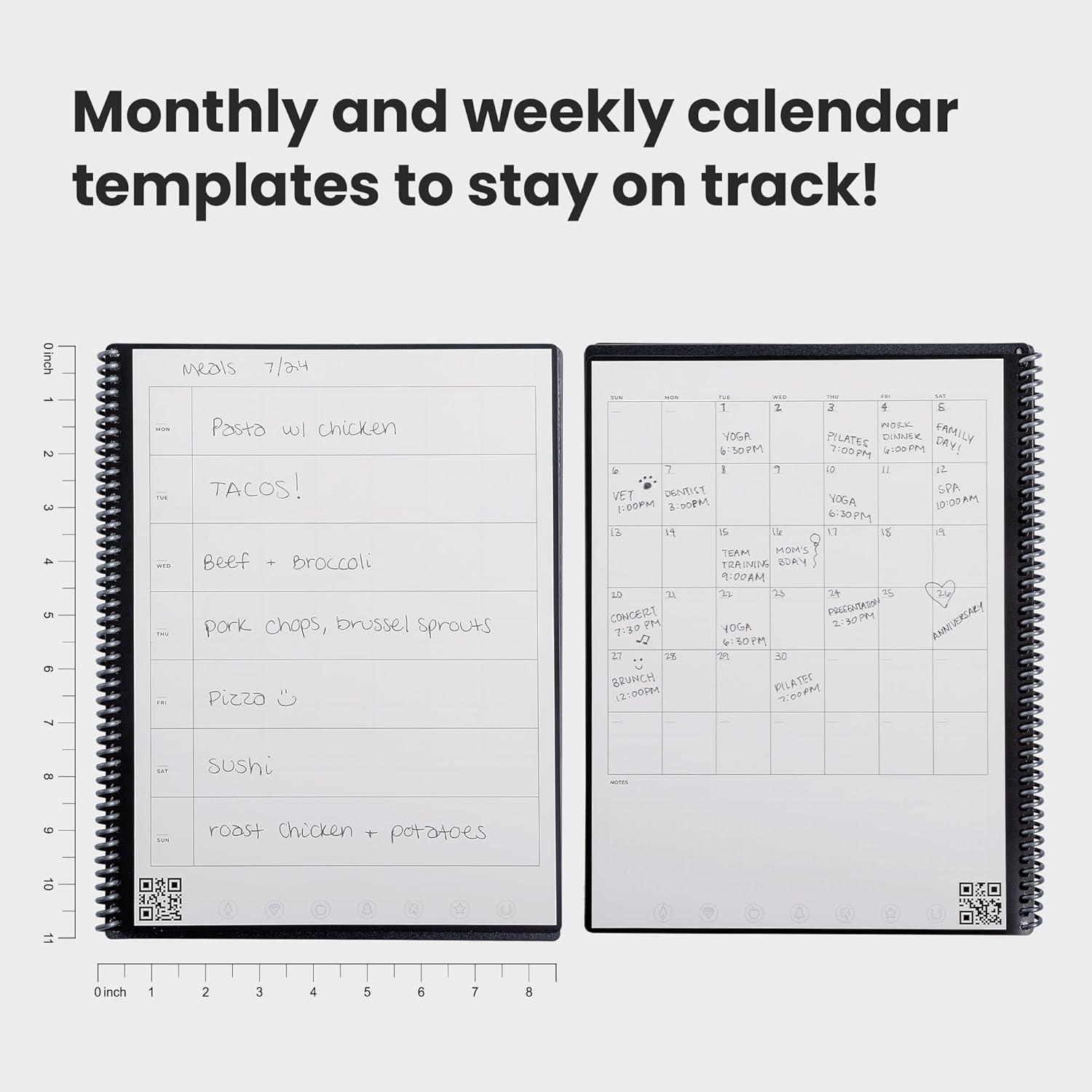 imageRocketbook Fusion Cahier de Notes Effacable To Do List Bloc Note Numerique Planificateur Notebook A5 Noir Listes de Tches Carnet Spirale 7 Styles Gadget Stylo Effacables Pilot Frixion InclusBleu nuit
