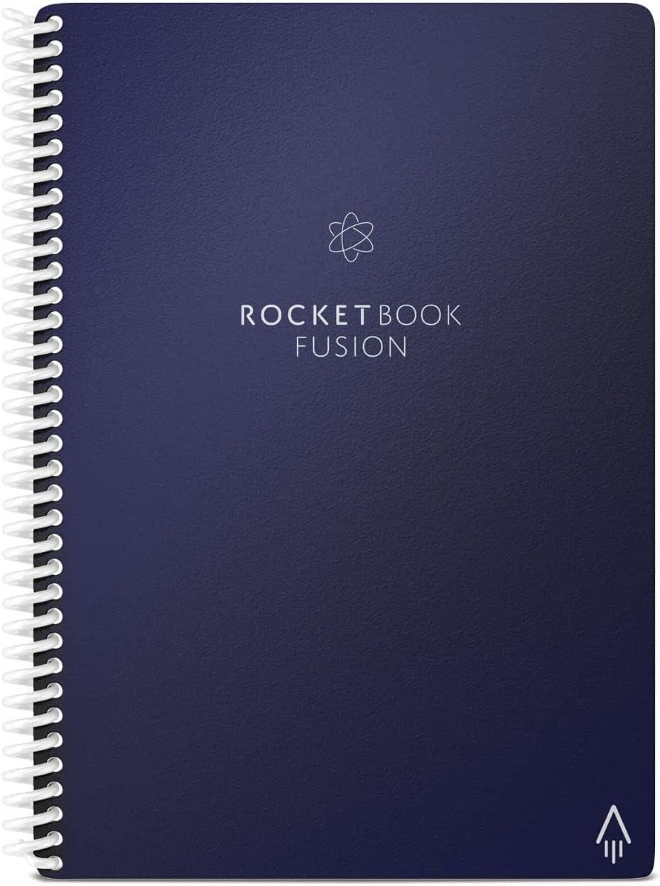 imageRocketbook Fusion Cahier de Notes Effacable To Do List Bloc Note Numerique Planificateur Notebook A5 Noir Listes de Tches Carnet Spirale 7 Styles Gadget Stylo Effacables Pilot Frixion InclusBleu nuit