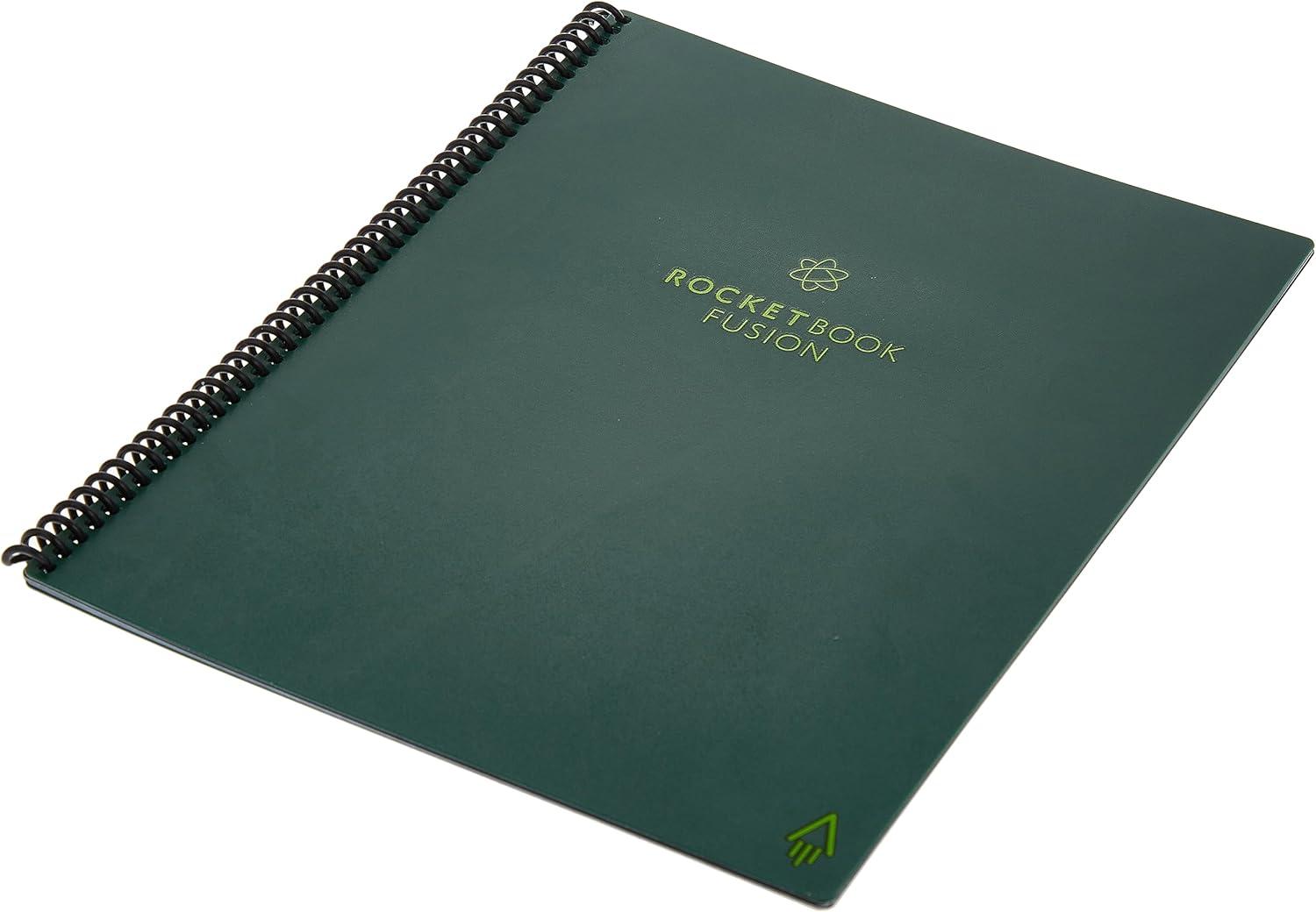 imageRocketbook Fusion Cahier de Notes Effacable To Do List Bloc Note Numerique Planificateur Notebook A5 Noir Listes de Tches Carnet Spirale 7 Styles Gadget Stylo Effacables Pilot Frixion InclusVert