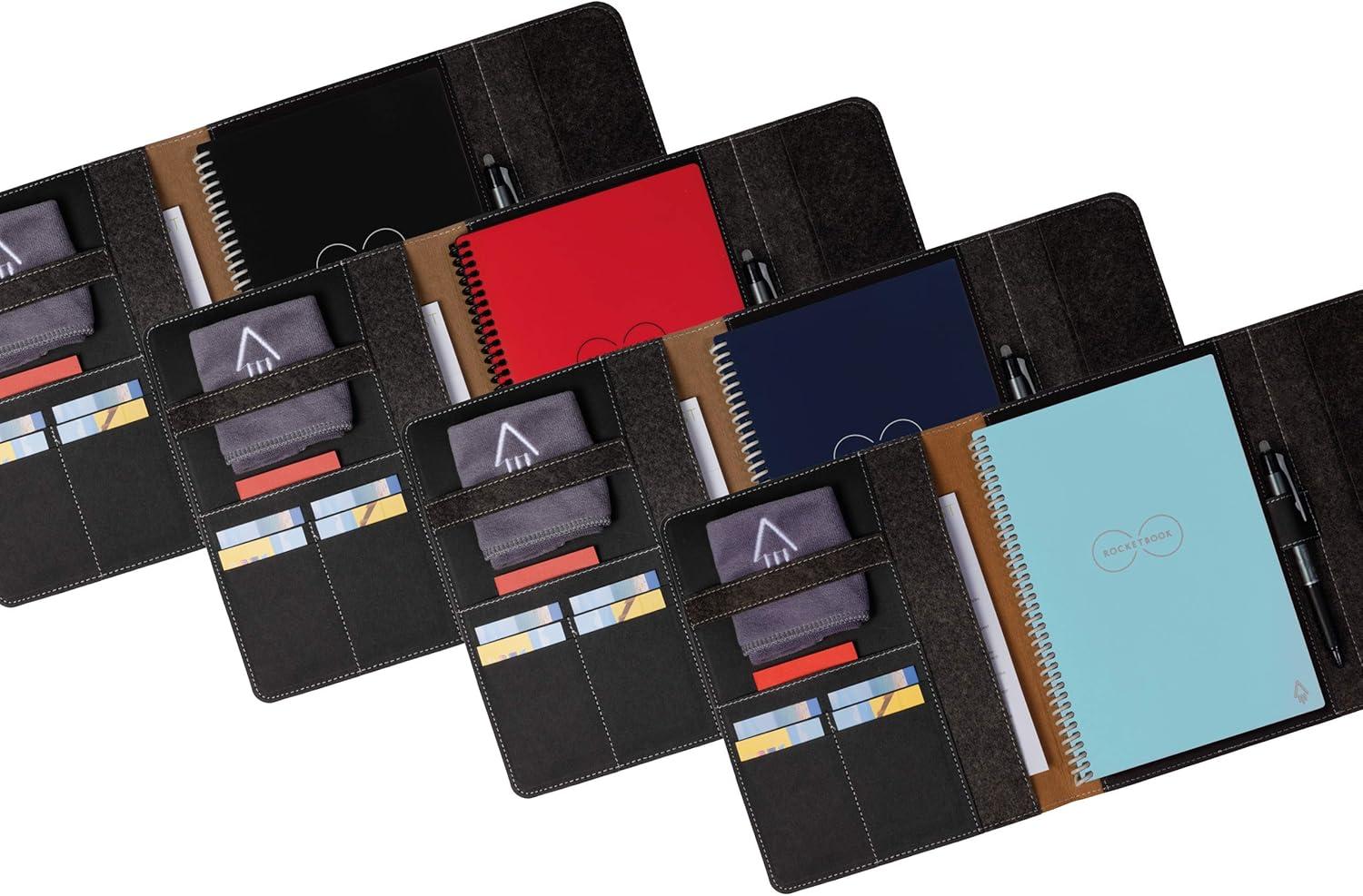 imageRocketbook Smart Notebook Folio Cover 100 Recyclable Biodegradable Cover with Pen Holder Magnetic Clasp ampamp Inner Storage Dark Matter Black Letter Size 85quot x 11quot