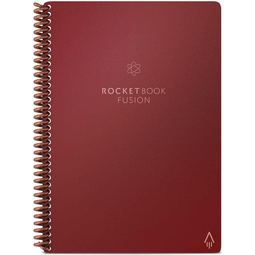 imageRocketbook Fusion Cahier de Notes Effacable To Do List Bloc Note Numerique Planificateur Notebook A5 Noir Listes de Tches Carnet Spirale 7 Styles Gadget Stylo Effacables Pilot Frixion InclusRouge
