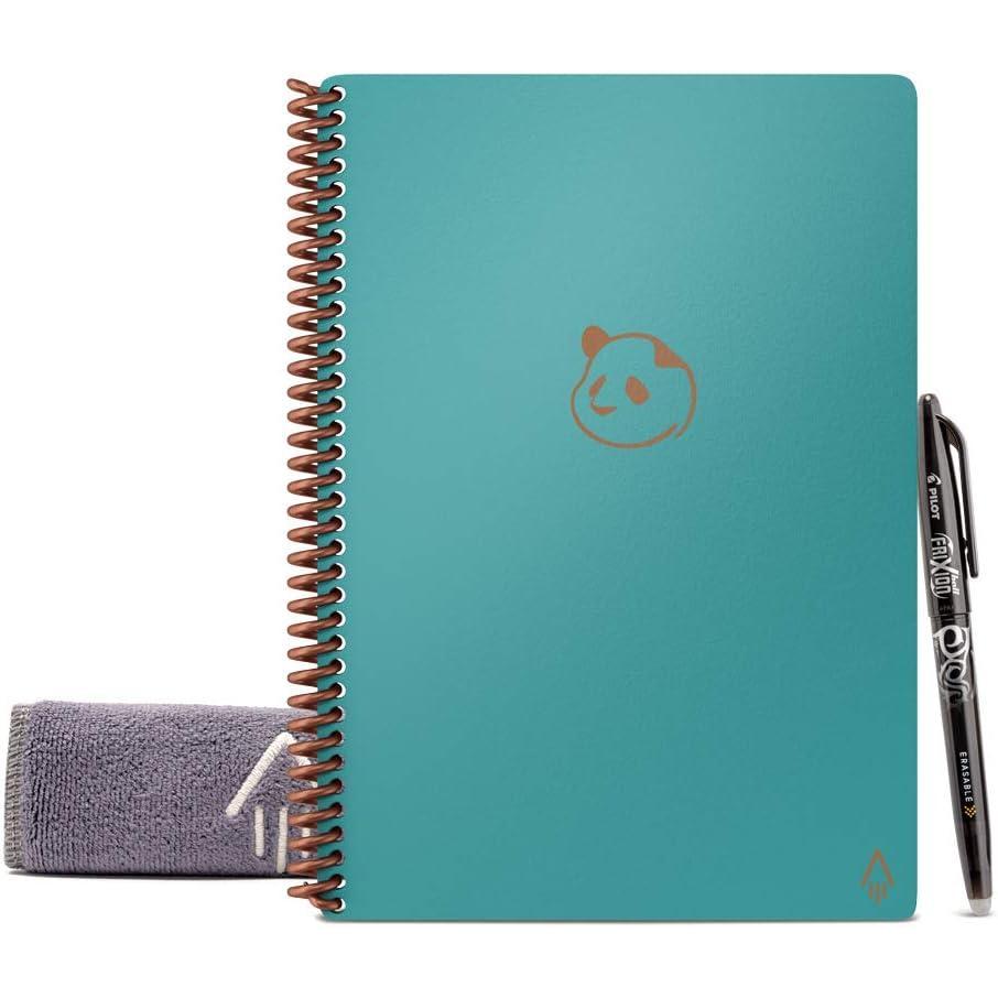 imageRocketbook Panda Planner  Agenda scolaire journalier rutilisable avec 1 stylo Pilot Frixion et 1 chiffon en microfibre inclus  Couverture bleu sarcelle format A5