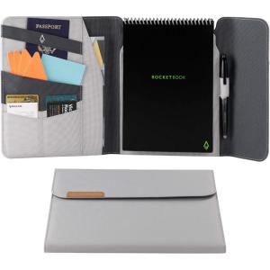 Rocketbook – Protège-carnet 100% recyclable avec porte-stylo, fermoir magnétique et espace de rangement intérieur – Gris, format Executive 15,2 x 22,4 cm (Cap-FLP-E-CIN)(Grey)