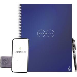 Rocketbook Core Cahier de Note Effacable – Réutilisable Bloc Note Numerique, Notebook A5 Noir Carnet Spirale Page Blanche à Pointillé, Stylo Effacables Pilot Frixion Inclus, Gadget Insolite Utile(bleu)