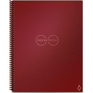 Rocketbook Core Cahier de Note Effacable – Réutilisable Bloc Note Numerique, Notebook A5 Noir Carnet Spirale Page Blanche à Pointillé, Stylo Effacables Pilot Frixion Inclus, Gadget Insolite Utile(Rouge)
