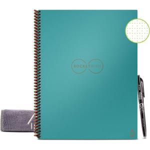 Rocketbook Core Cahier de Note Effacable – Réutilisable Bloc Note Numerique, Notebook A5 Teal Carnet Spirale Page Blanche à Pointillé, Stylo Effacables Pilot Frixion Inclus, Gadget Insolite Utile(Bleu canard)