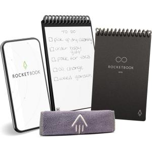 Rocketbook Core Carnet de Notes à Spirales Réutilisable, Taille Letter 21 cm x 29,7 cm, Noir – Pointillé, Connecté à l’Application, Effaçable, Couverture Durable, École, Travail et Projets Créatifs(Noir)