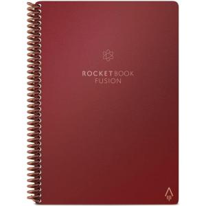 Rocketbook Fusion – Cahier de Notes Effacable, To Do List Bloc Note Numerique, Planificateur, Notebook A5 Noir, Listes de Tâches Carnet Spirale, 7 Styles, Gadget Stylo Effacables Pilot Frixion Inclus(Rouge)