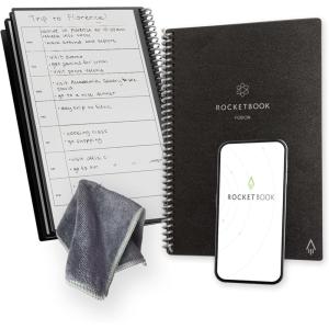 Rocketbook Fusion Agenda Non Daté Réutilisable, Taille Executive 15 cm x 22,4 cm, Noir – Objectifs, Calendrier Mensuel et Hebdomadaire, « To-Do Lists » Quotidiennes, Pages Lignées et Pointillées(Noir)